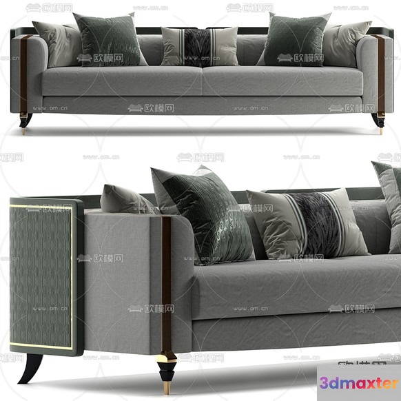 Modern Grey Couch 3D Model - 22528 - VRAY Render