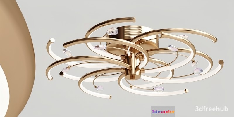 Gold Light Fixture 3D Model - 2097 - VRAY Render