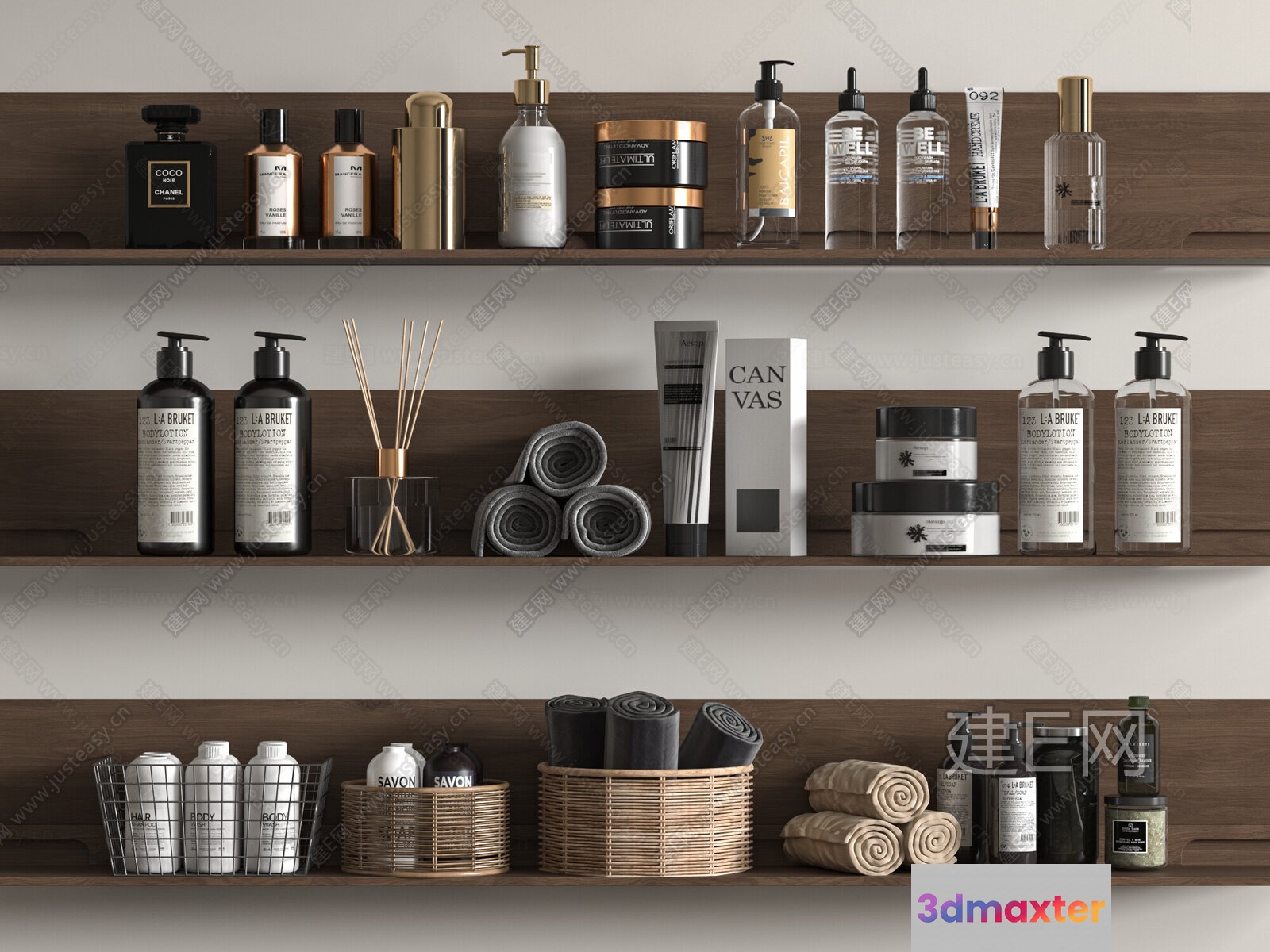 Wooden Bathroom Shelves 3D Model - 12241 - VRAY Render