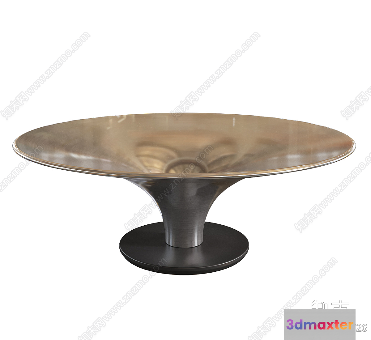 A Table With A Metal Base And Glass Top 3D Model - 1937 - VRAY Render
