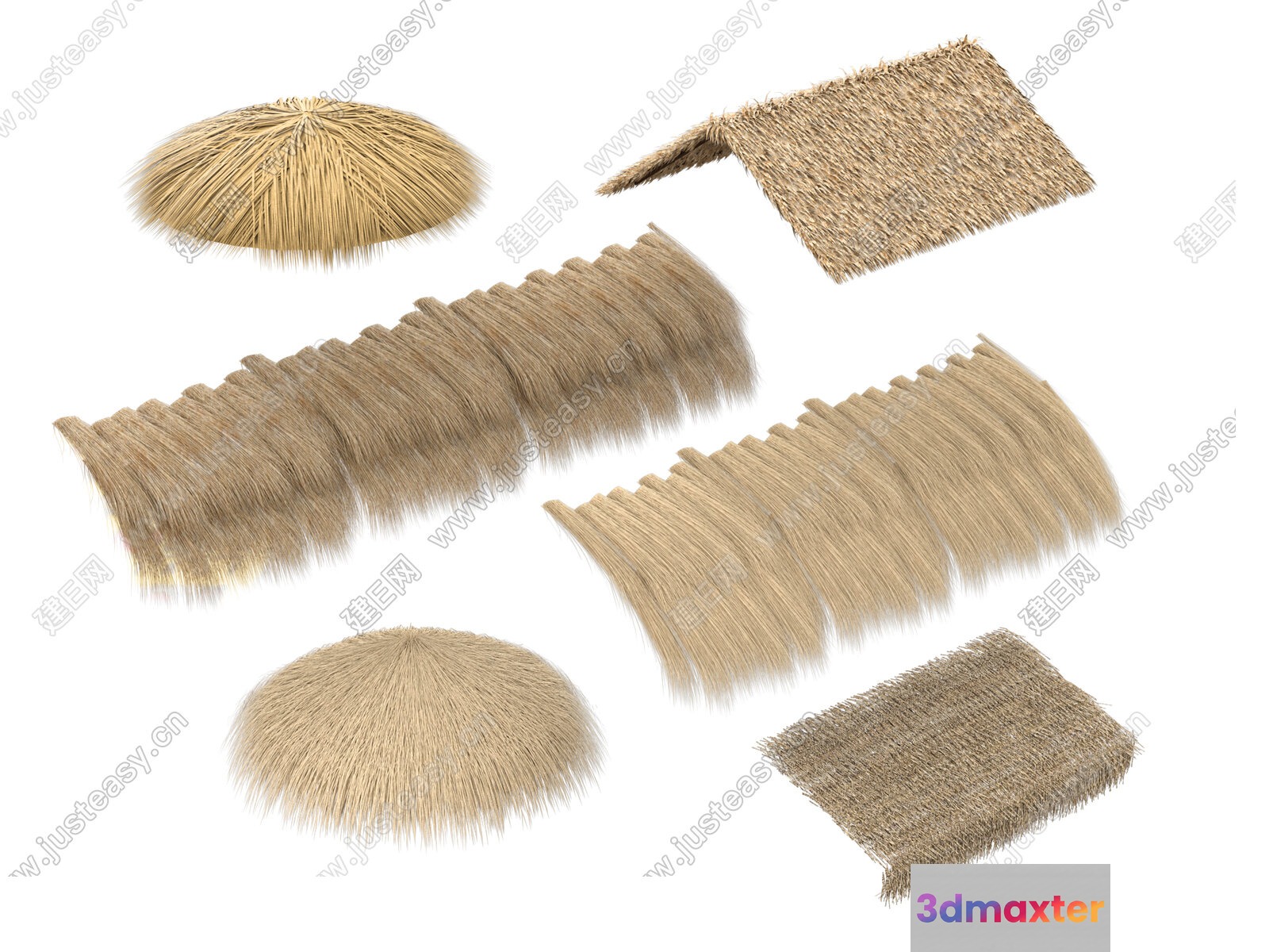 The Image Features A Collection Of Grass Mats 3D Model - 4636 - VRAY Render