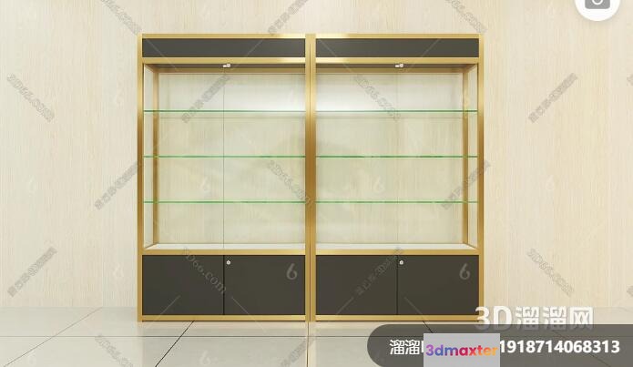 Gold Display Case 3D Model - 10118 - VRAY Render