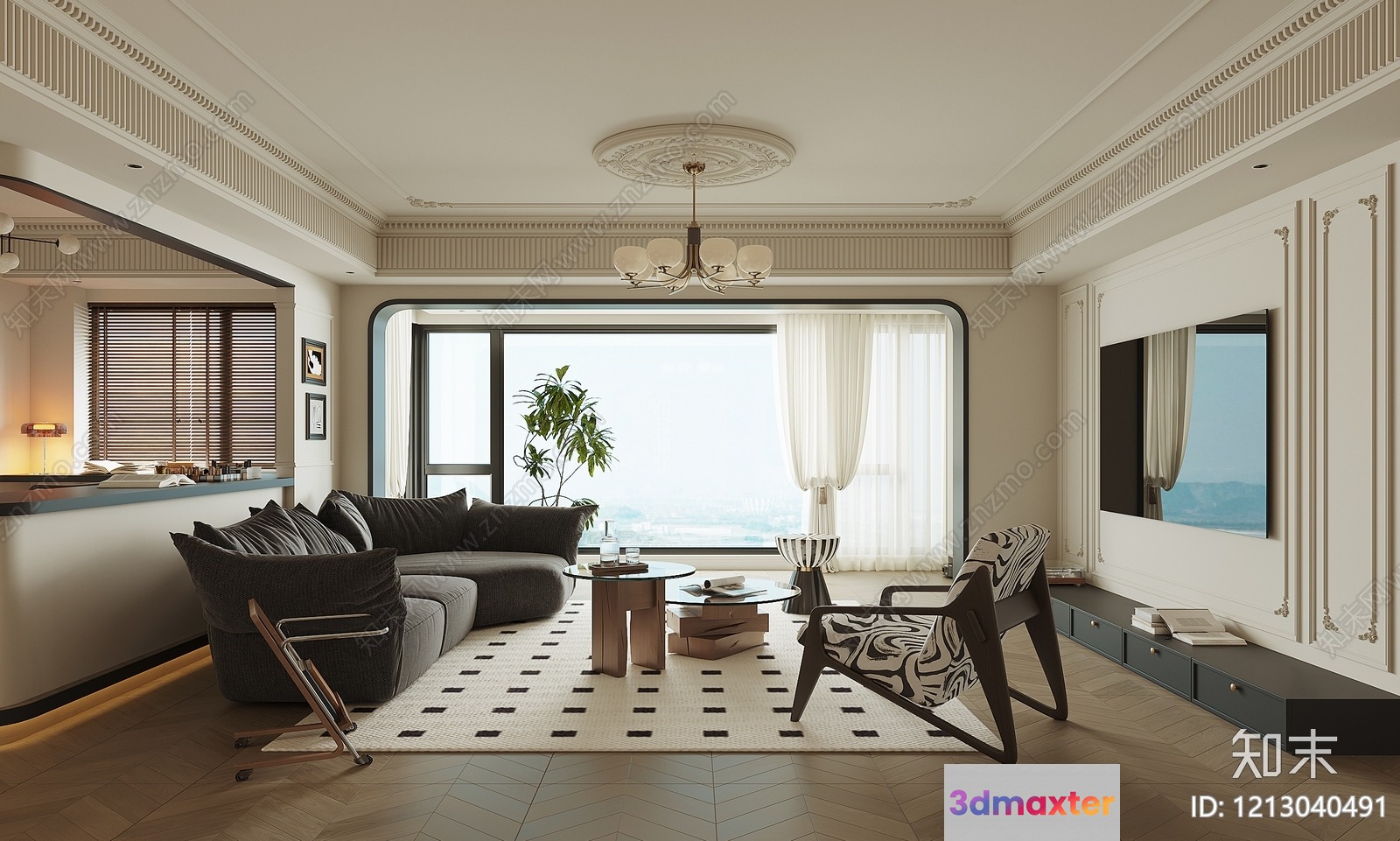 Modern Living Room 3D Model - 6183 - VRAY Render