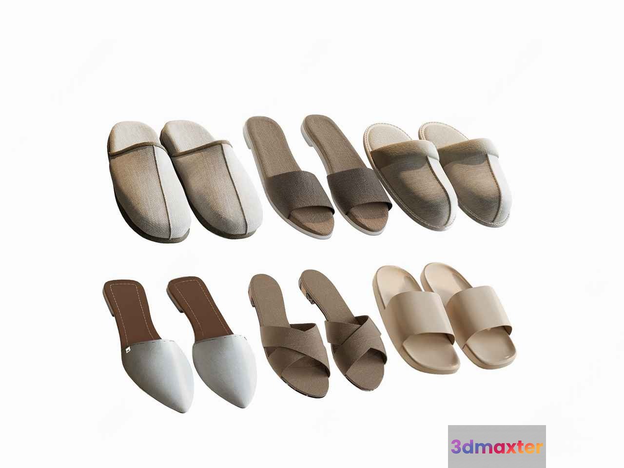 Neutral-Colored Shoes 3D Model - 12521 - VRAY Render