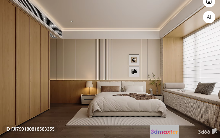 Cozy Bedroom 3D Model - 6264 - CORONA Render