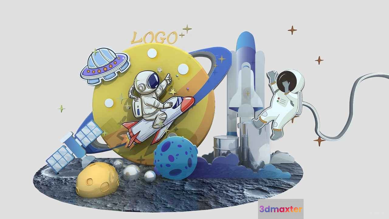 Space-Themed Illustration 3D Model - 19518 - VRAY Render