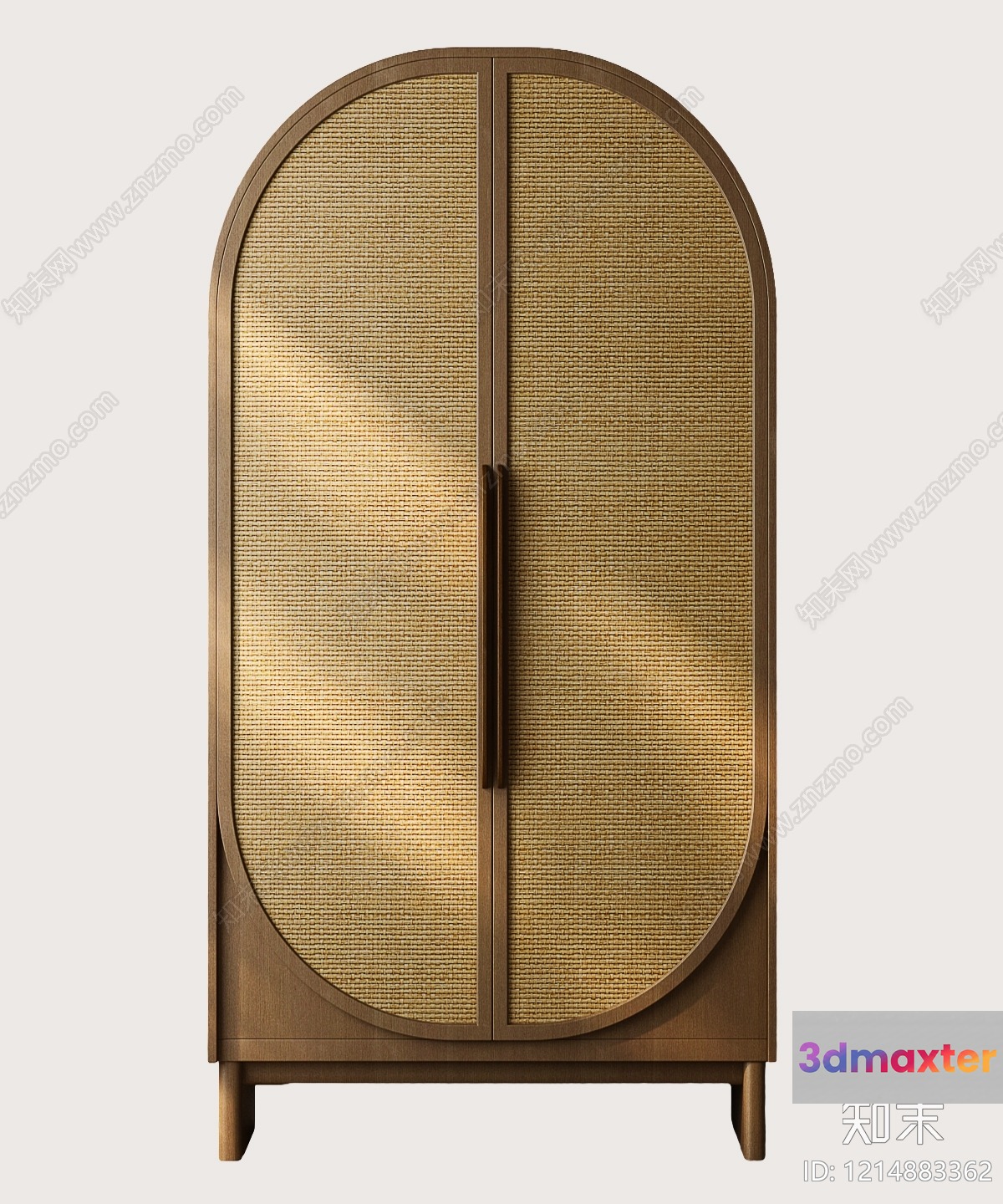 A Wooden Cabinet With A Wicker Door 3D Model - 10963 - VRAY Render