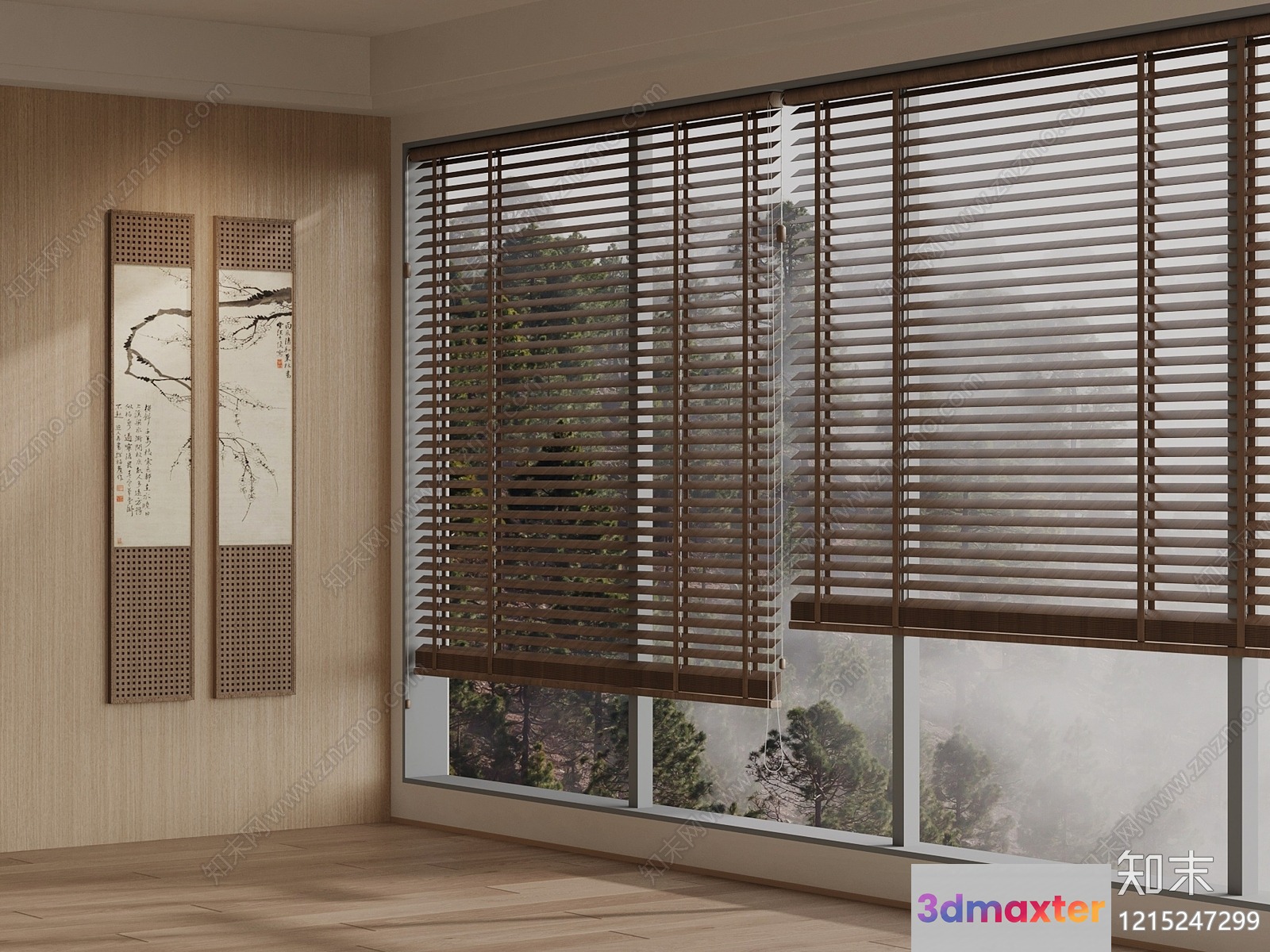 A Large Window With Blinds 3D Model - 13759 - VRAY Render