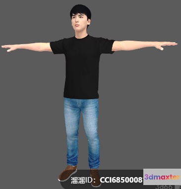 A Man In A Black Shirt 3D Model - 8432 - VRAY Render