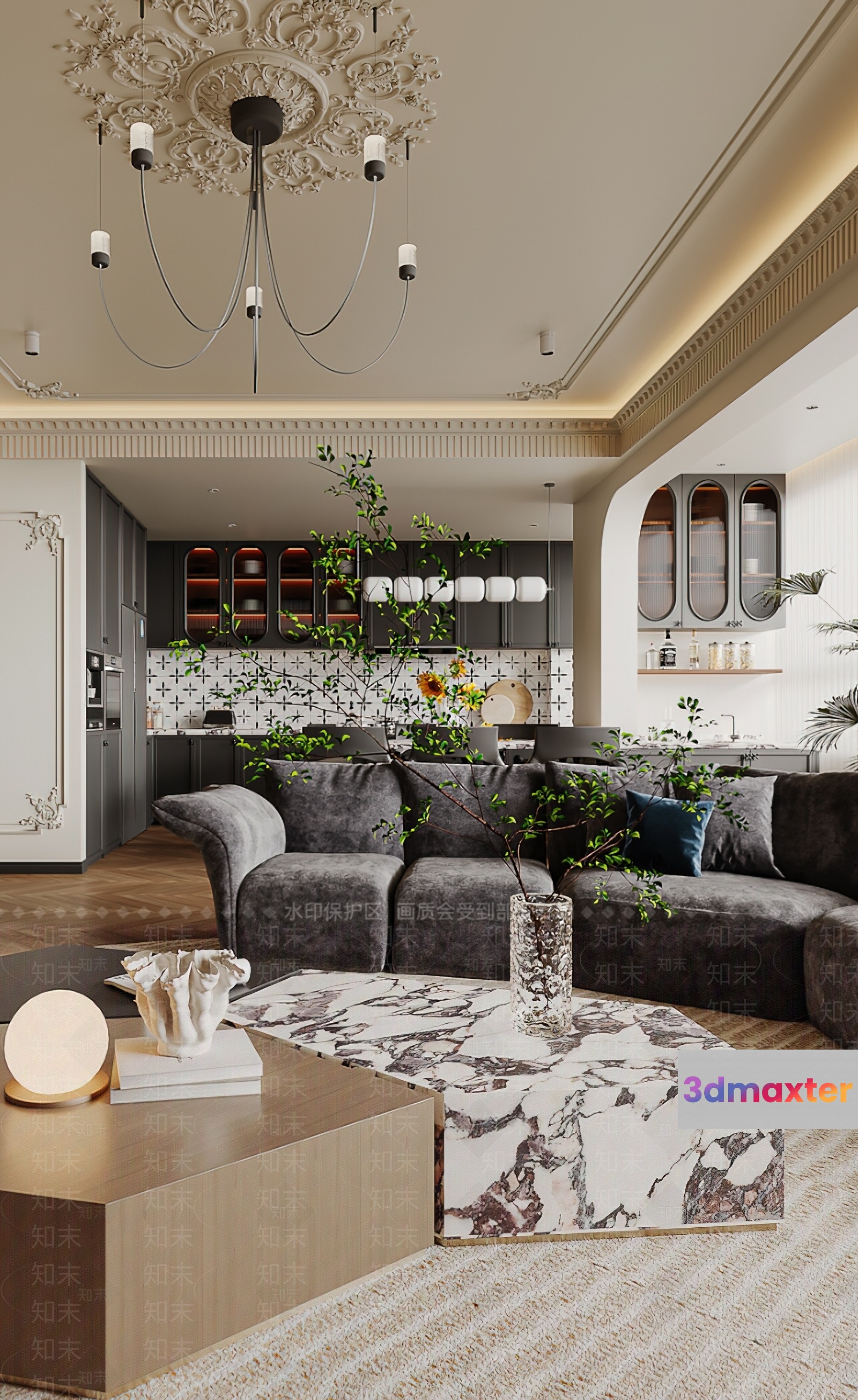 Modern Living Room 3D Model - 5179 - VRAY Render
