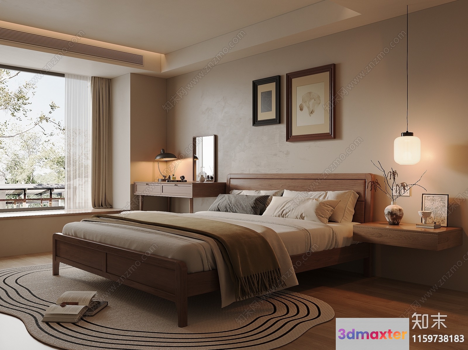 Cozy Modern Bedroom 3D Model - 6504 - VRAY Render