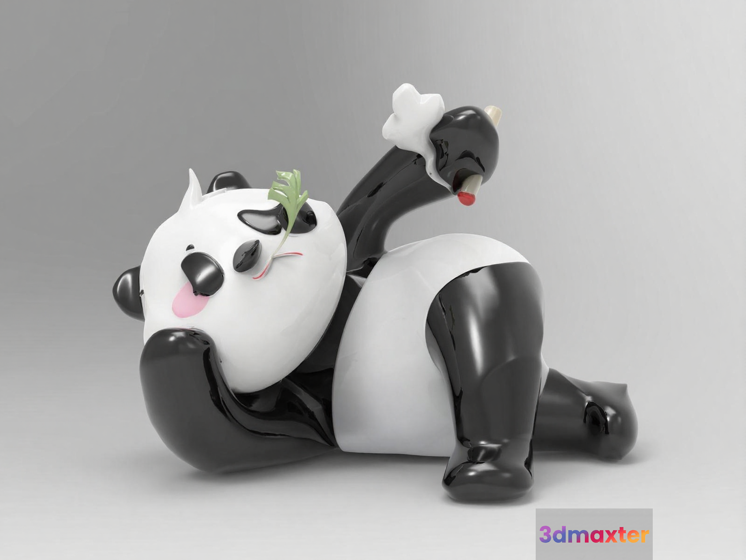 A Black And White Panda Figurine 3D Model - 12088 - VRAY Render