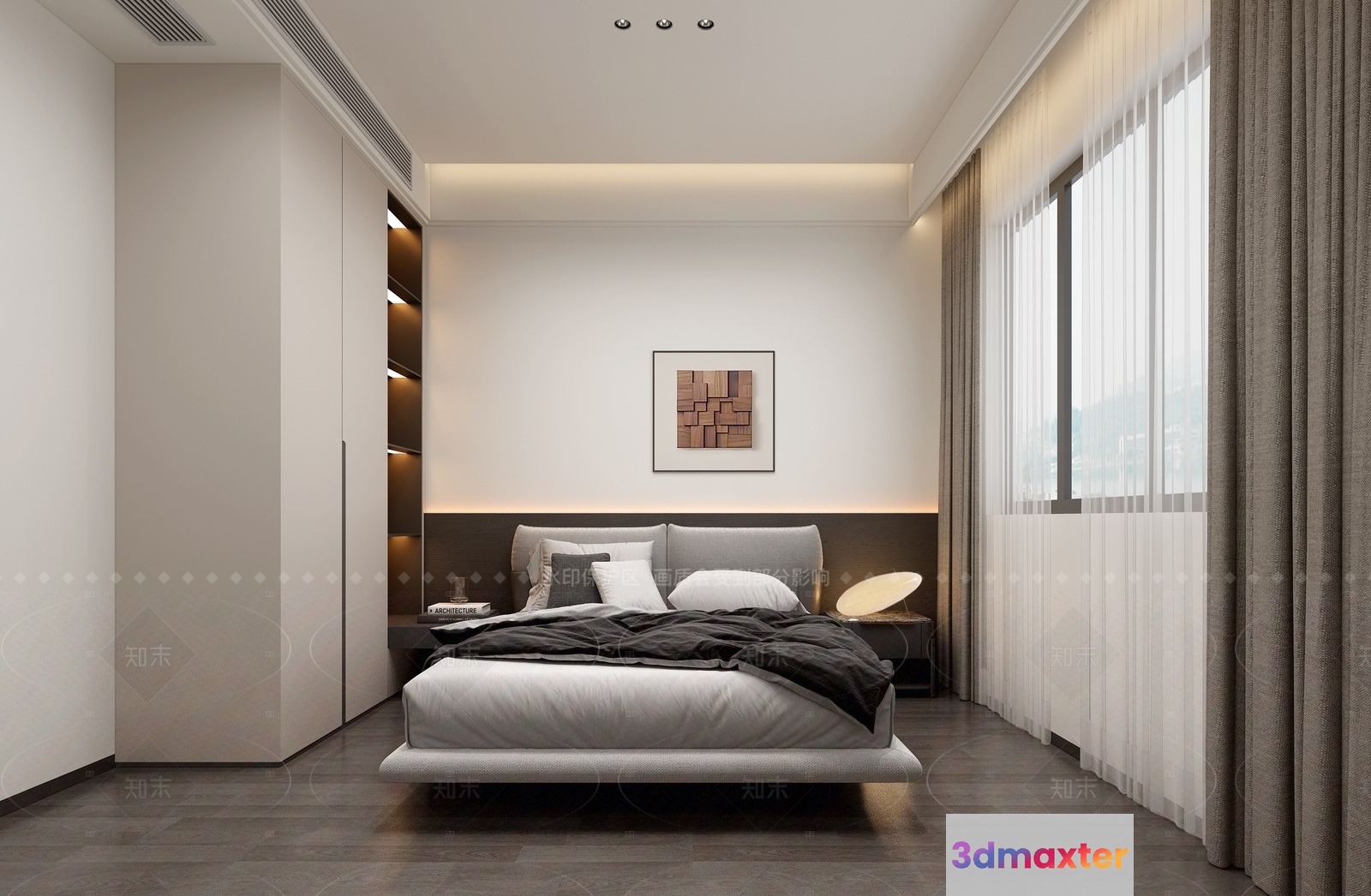 Modern Minimalist Bedroom 3D Model - 1993 - VRAY Render