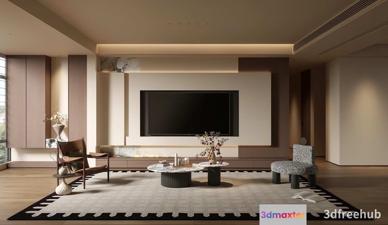 Modern Living Room 3D Model - 23190 - VRAY Render