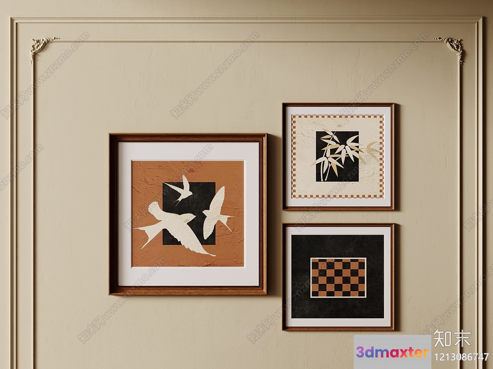 Artwork On A Wall 3D Model - 3701 - VRAY Render
