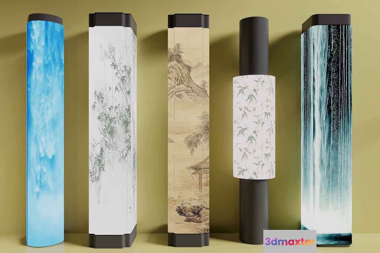 Four Decorative Floor Lamps 3D Model - 7203 - CORONA Render