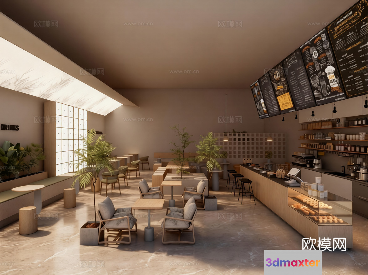 Cozy Cafe Interior 3D Model - 11803 - VRAY Render