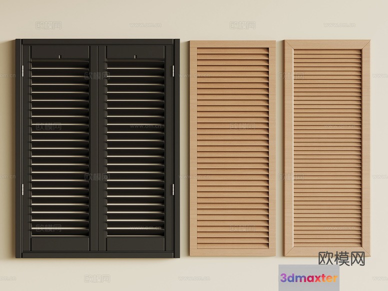 Wooden Window Shutters 3D Model - 15402 - VRAY Render