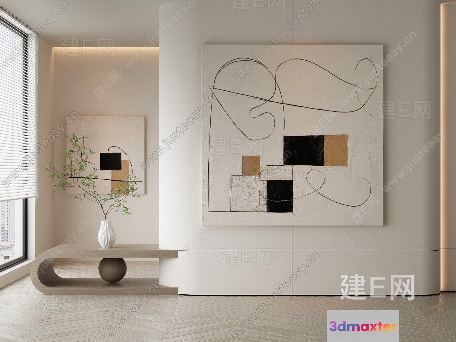 Modern Abstract Art Piece 3D Model - 14053 - VRAY Render