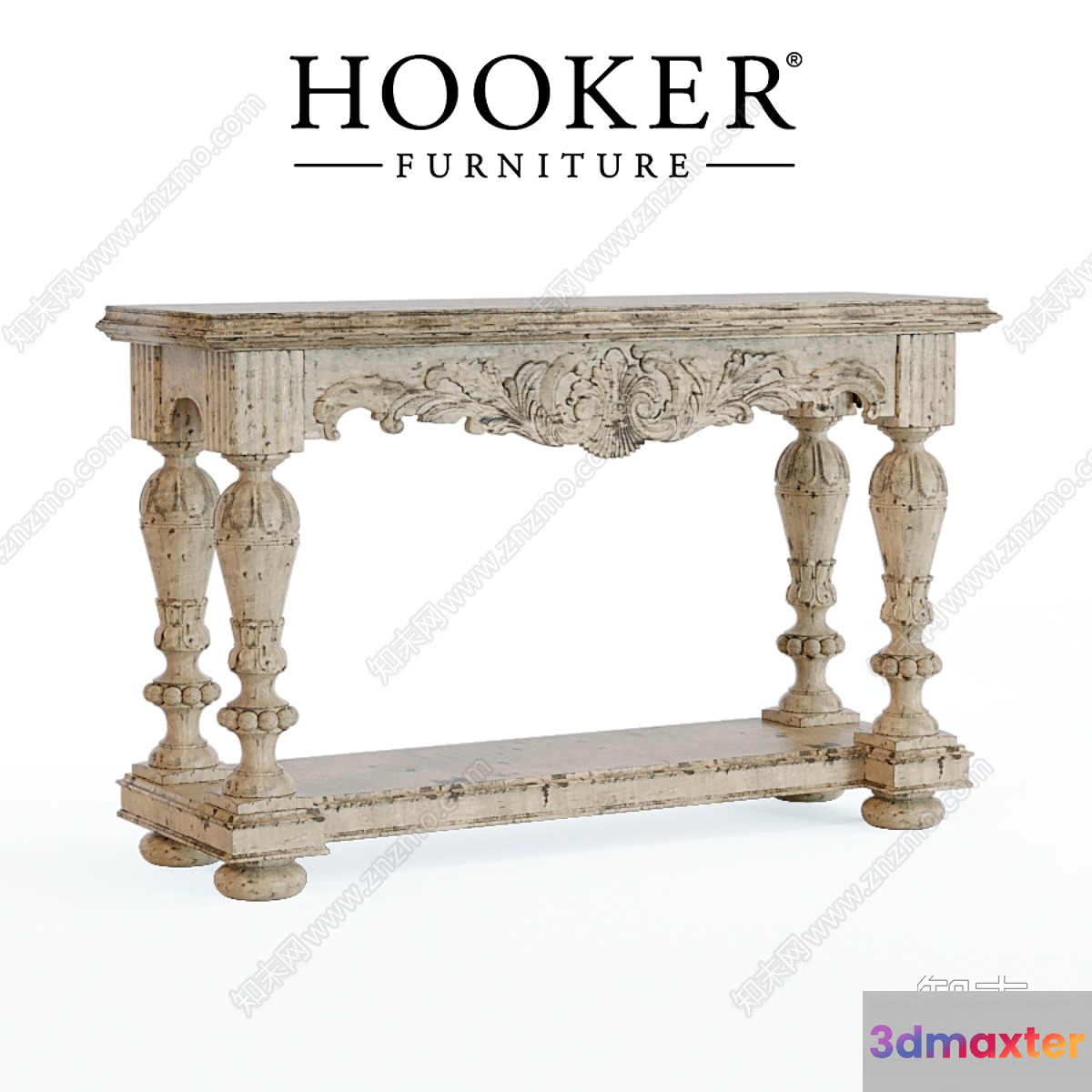 A Distressed Console Table 3D Model - 12480 - VRAY Render