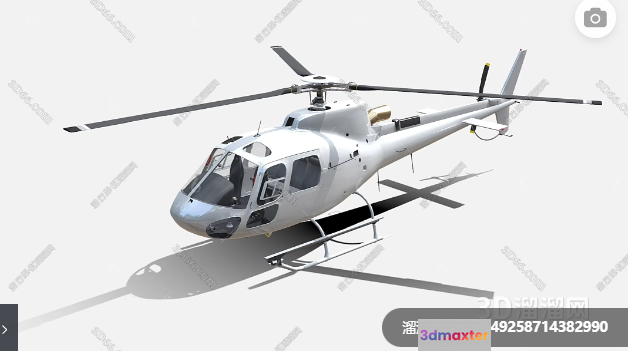A White Helicopter With A Camera Icon In The Top Right Corner 3D Model - 12894 - VRAY Render