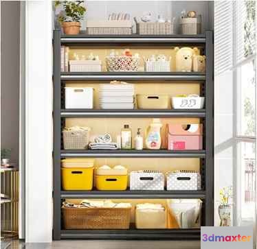Grey Shelving Unit 3D Model - 9411 - VRAY Render
