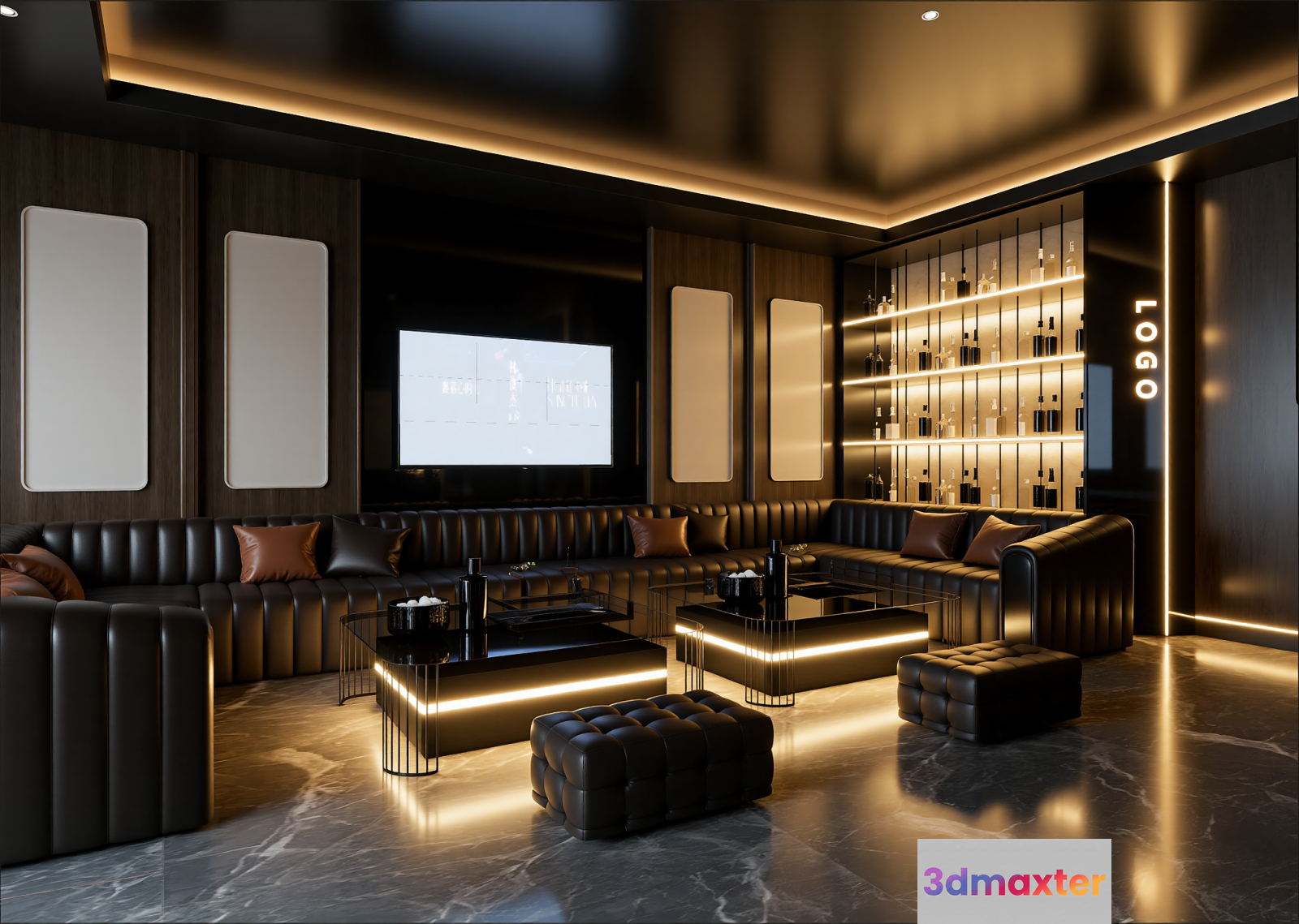 Modern Entertainment Room 3D Model - 22851 - VRAY Render