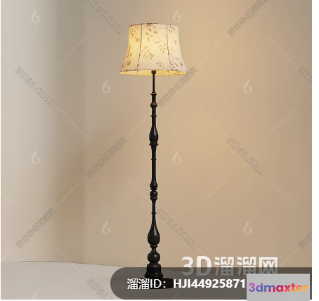 A Lamp With A White Shade 3D Model - 17603 - VRAY Render