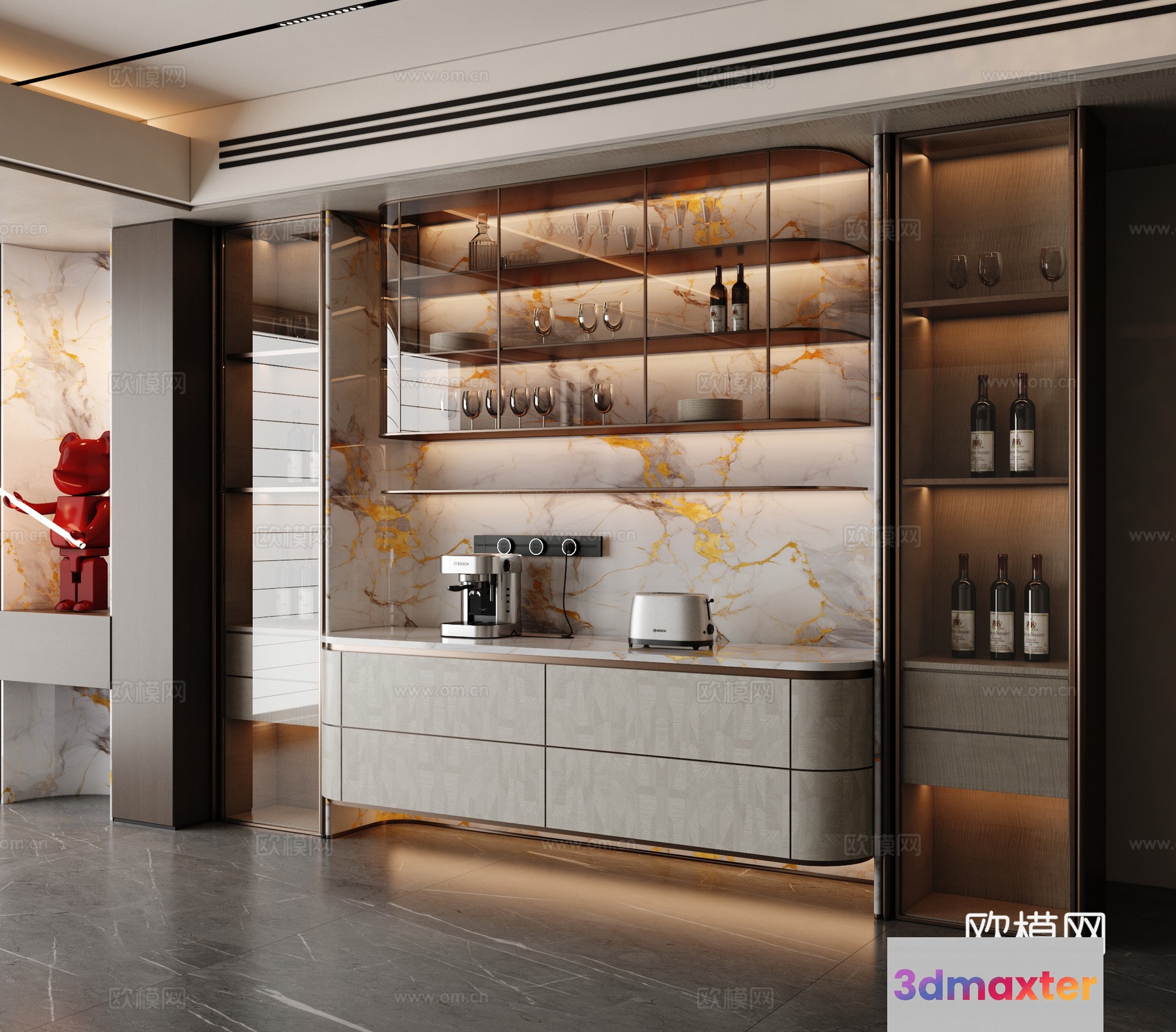 Modern Kitchen Design 3D Model - 8291 - VRAY Render
