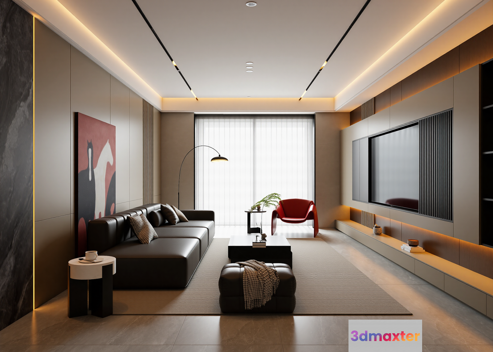 Modern Living Room 3D Model - 17772 - VRAY Render