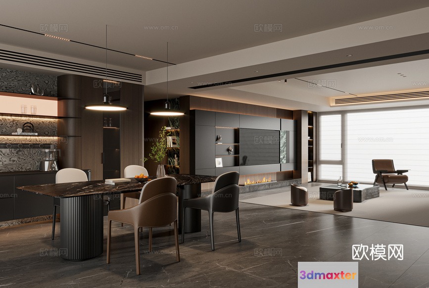 Modern Office Space 3D Model - 4058 - VRAY Render
