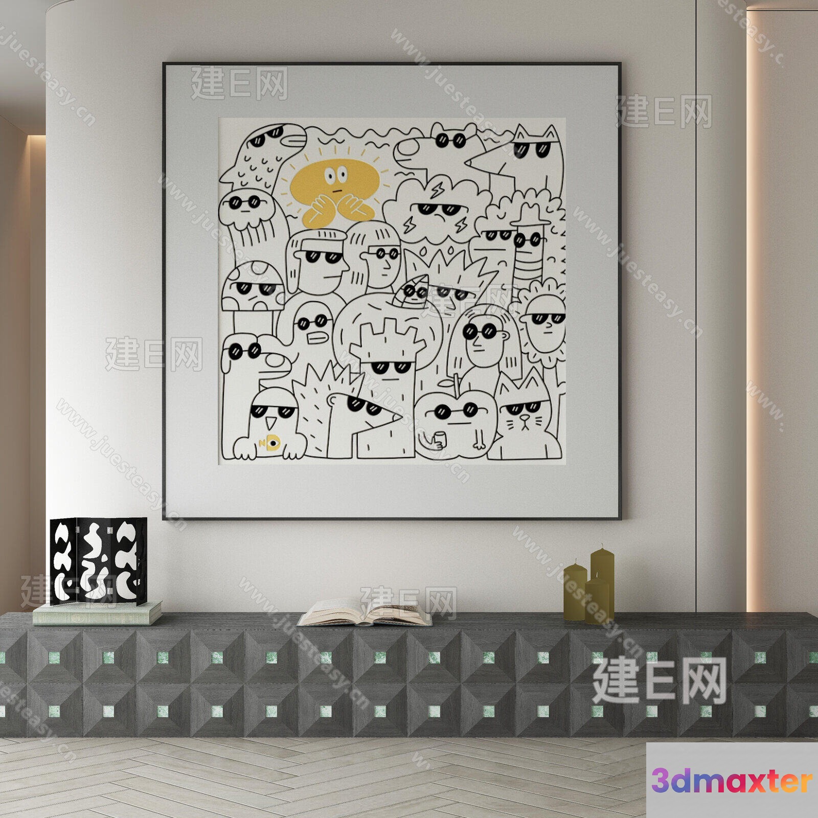 Modern Living Room 3D Model - 16772 - VRAY Render