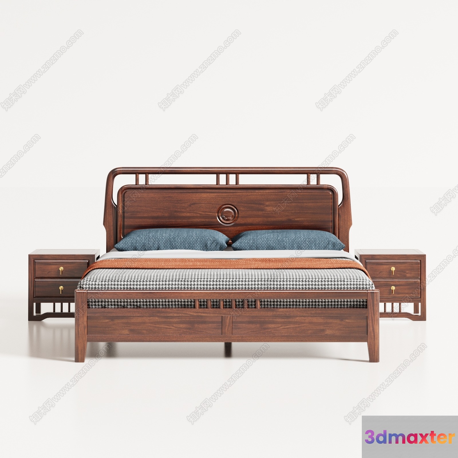 A Wooden Bed 3D Model - 10513 - VRAY Render