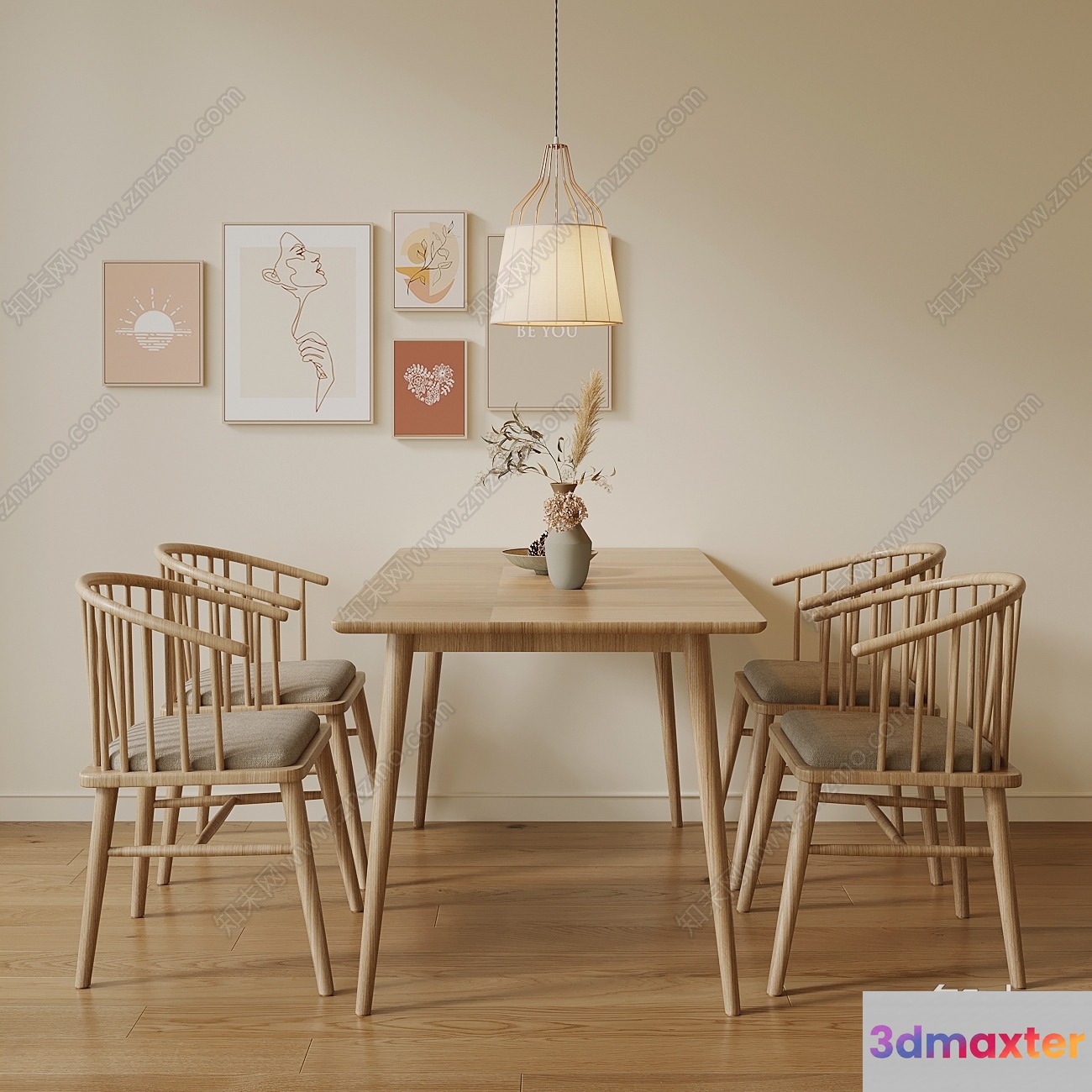 Wooden Dining Table 3D Model - 15242 - VRAY Render