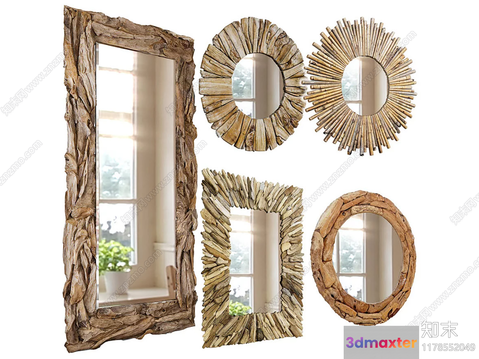 Rustic Wooden Mirrors 3D Model - 5402 - VRAY Render