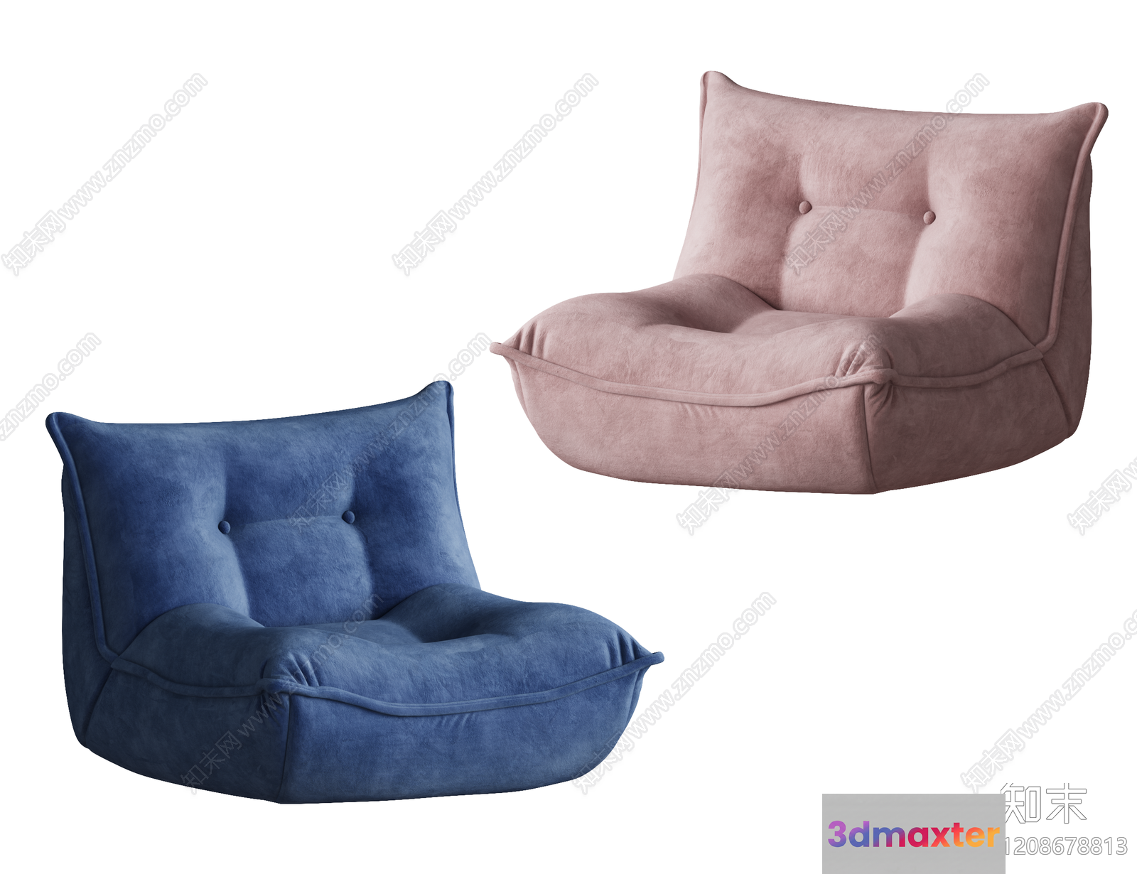 Cozy Cushioned Chairs 3D Model - 8202 - VRAY Render