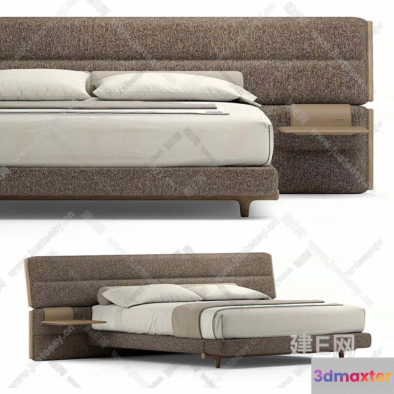Modern Brown Bed 3D Model - 9441 - VRAY Render