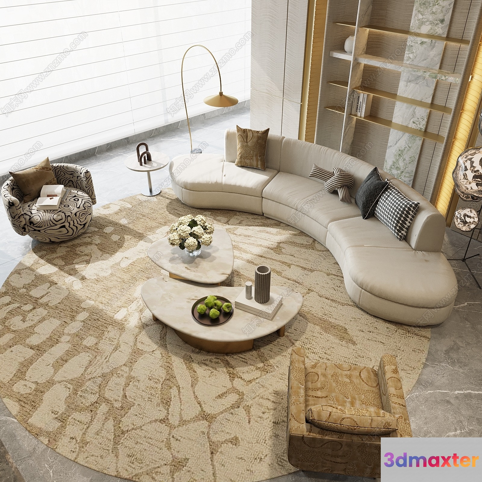 Modern Living Room 3D Model - 16985 - VRAY Render