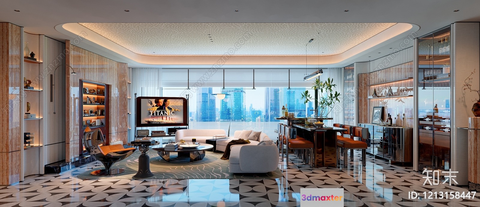 Modern Living Room 3D Model - 6189 - VRAY Render