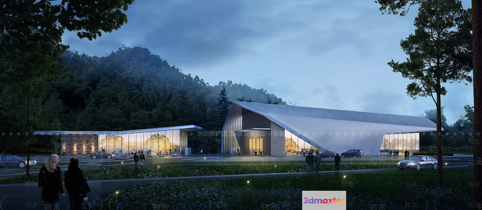 Modern Sleek Building 3D Model - 17403 - VRAY Render