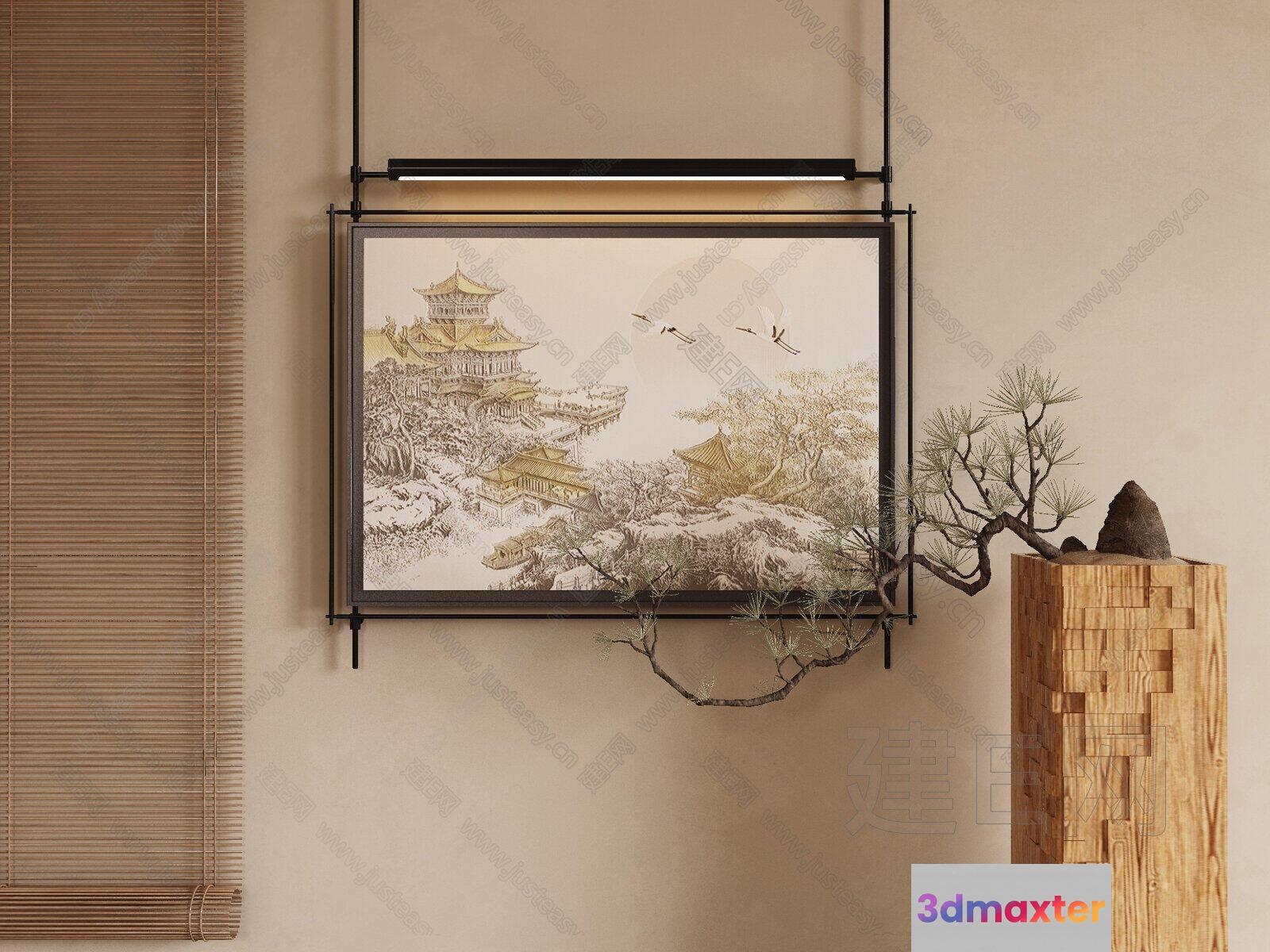 Asian-Style Hanging Art 3D Model - 7799 - VRAY Render