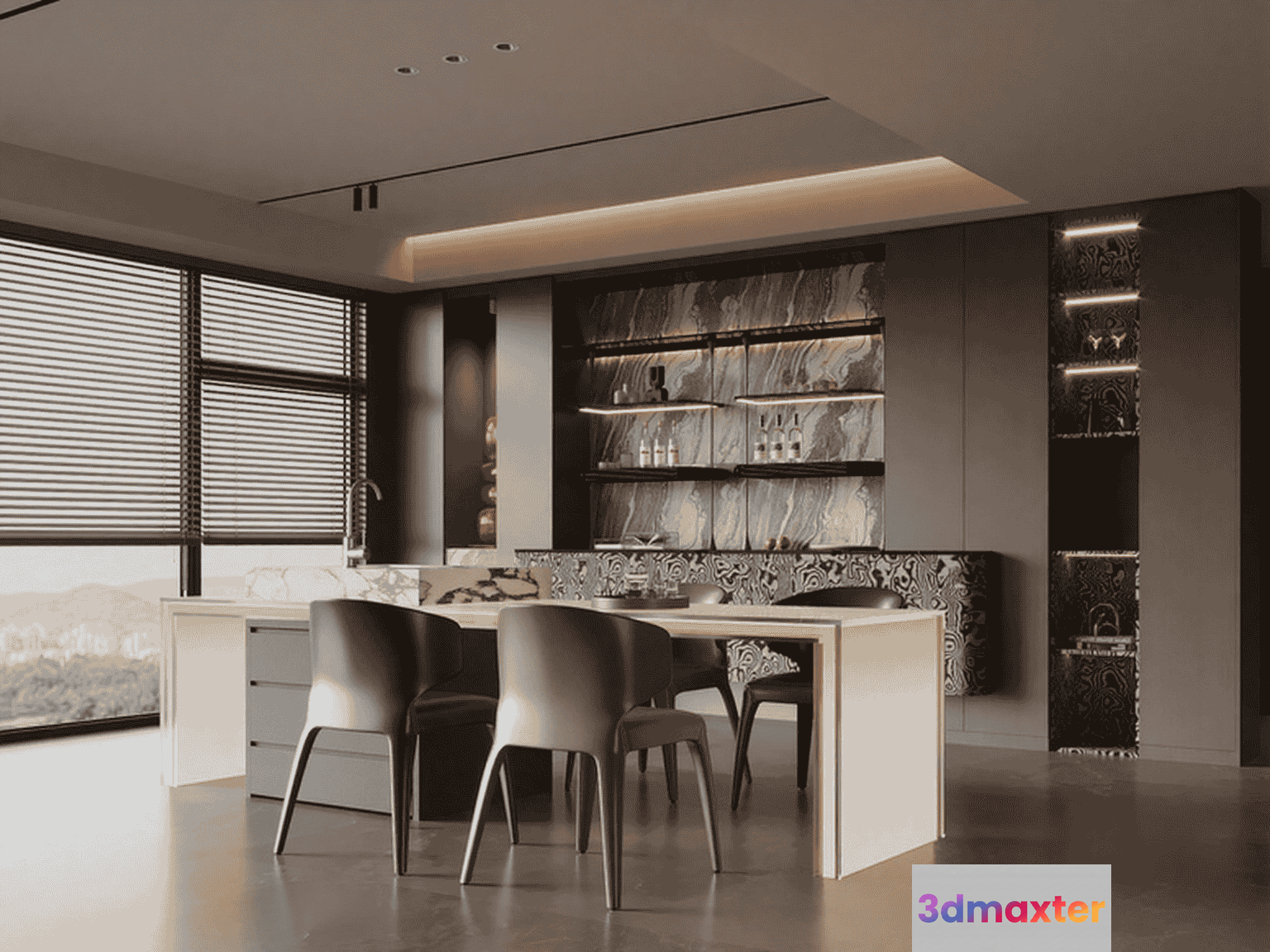 Modern Dining Area 3D Model - 13284 - VRAY Render