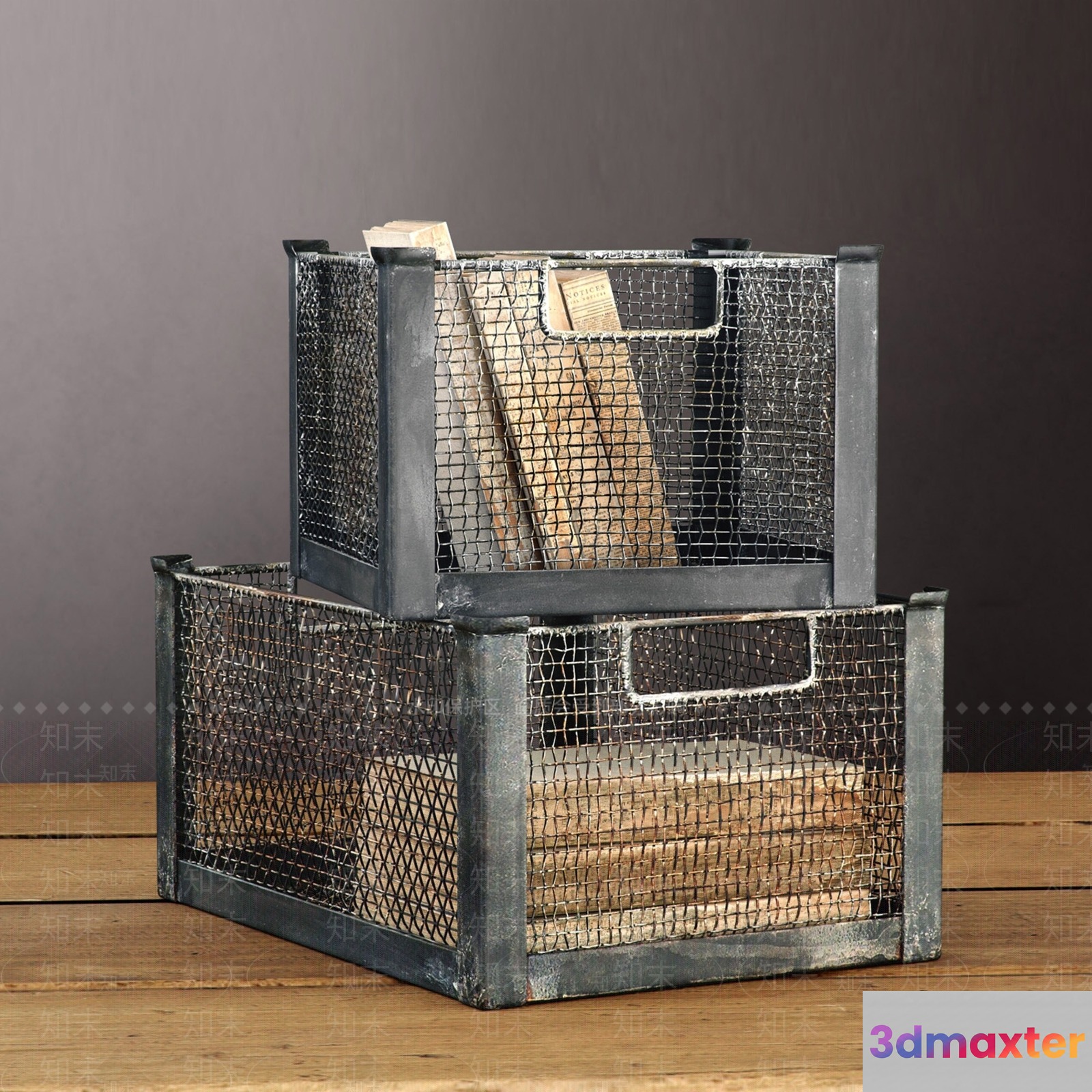 Metal Storage Bins 3D Model - 12765 - VRAY Render