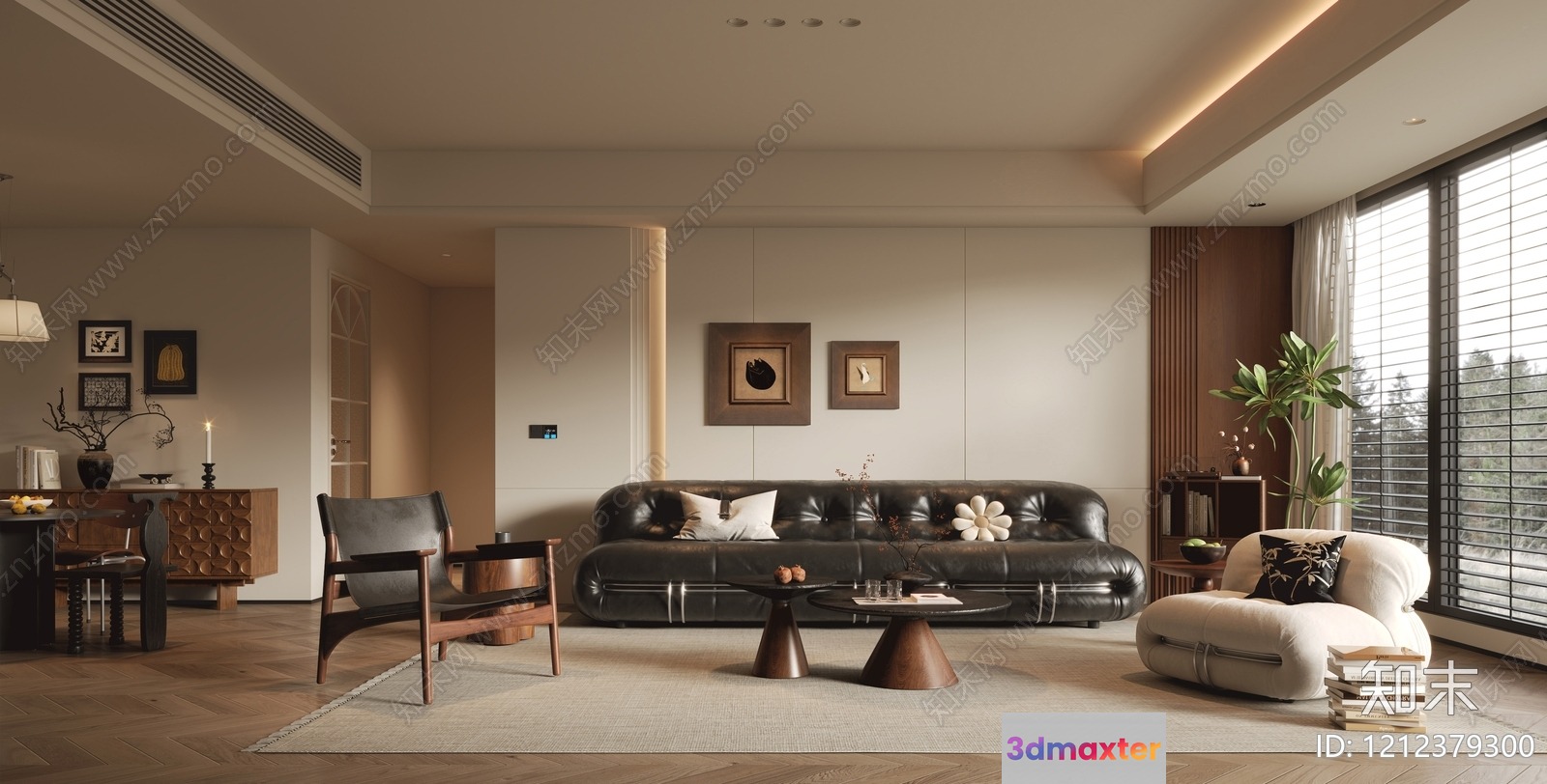 Modern Living Room 3D Model - 19842 - VRAY Render
