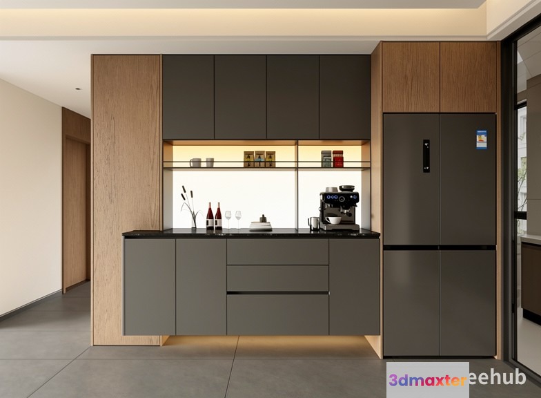 Modern Kitchen Design 3D Model - 3613 - VRAY Render