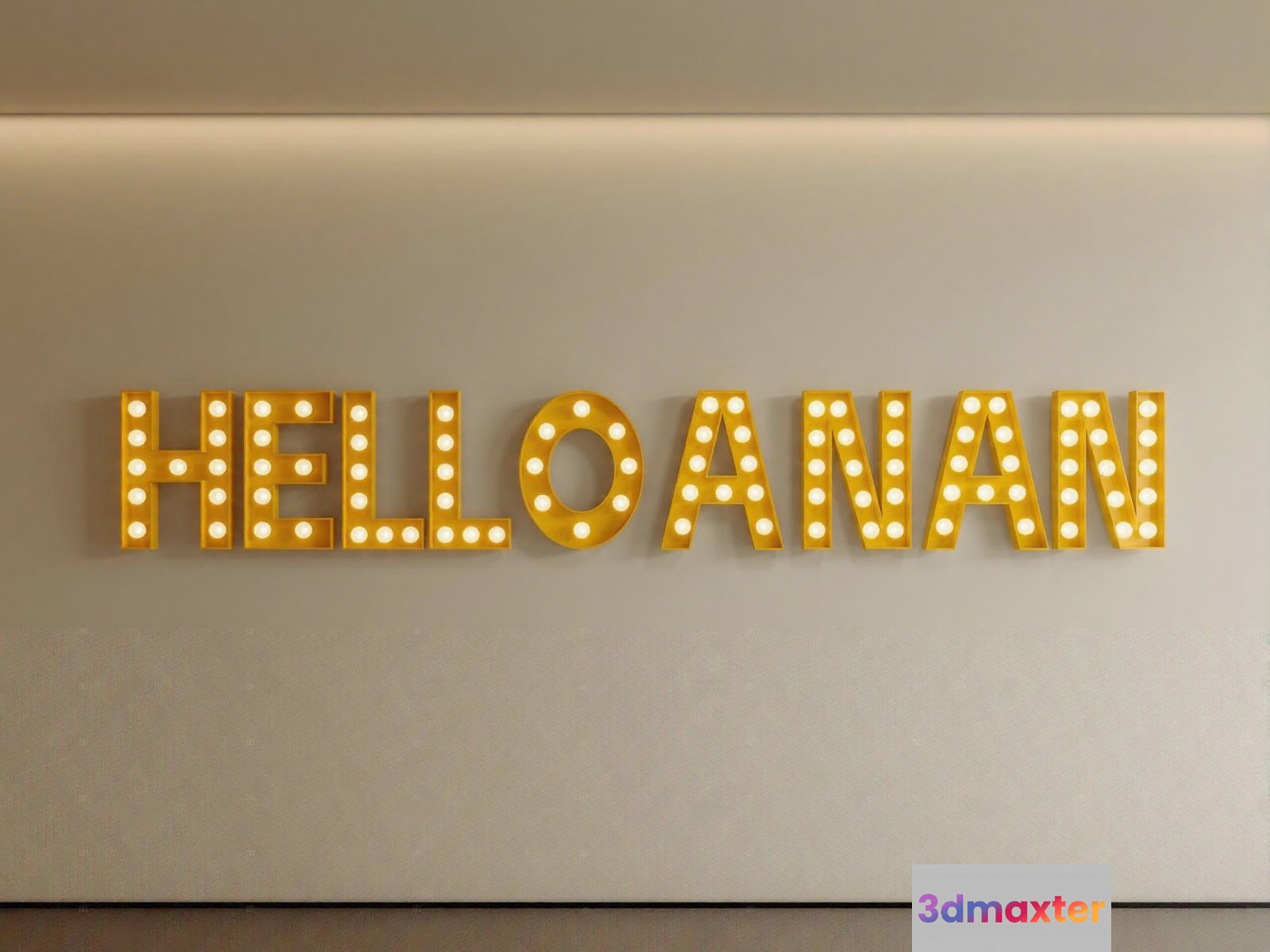 Yellow Lit Up Letters 3D Model - 10729 - CORONA Render