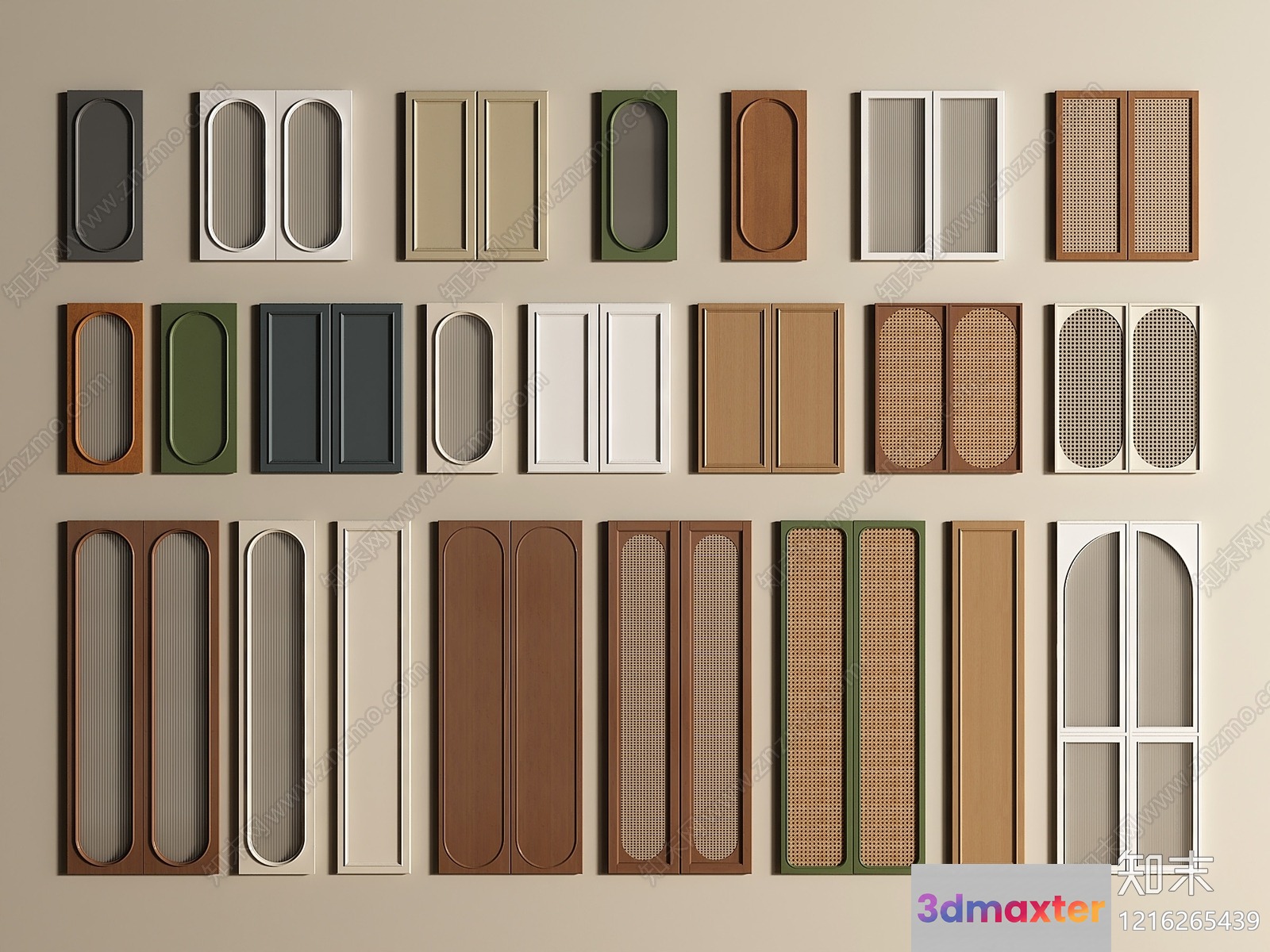 Brown Cabinet Doors 3D Model - 18432 - VRAY Render