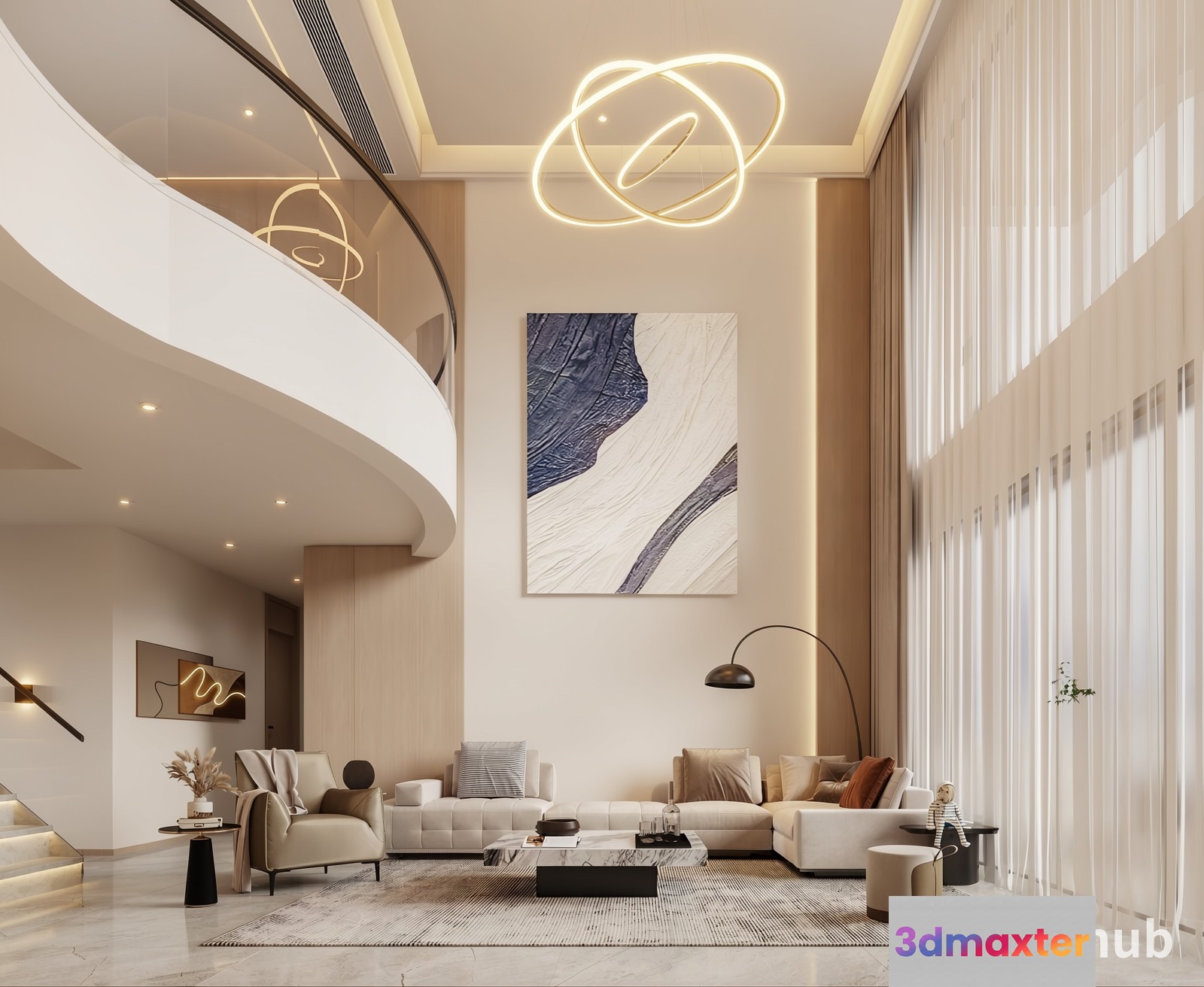 Modern Living Room 3D Model - 21571 - VRAY Render