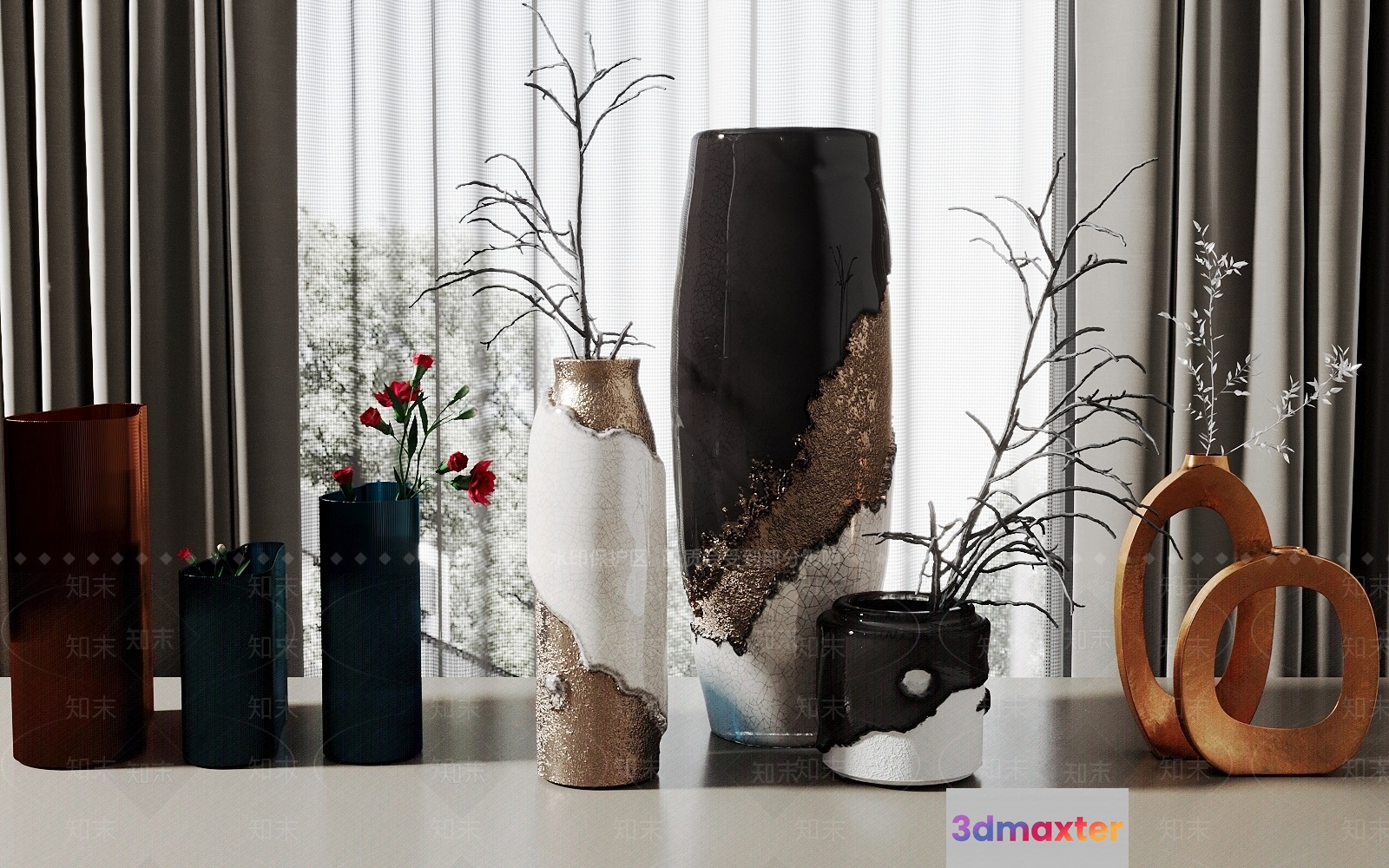Modern Ceramic Vases 3D Model - 1037 - VRAY Render