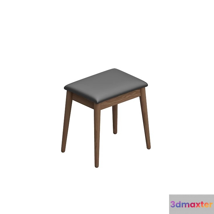 A Wooden Stool With A Gray Cushion 3D Model - 21244 - VRAY Render